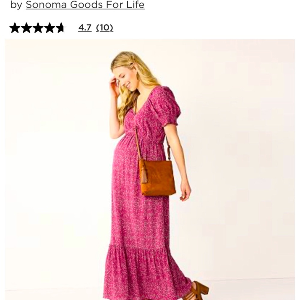 Sonoma Goods for Life MATERNITY smocked sleeve babydoll maxi dress, size large